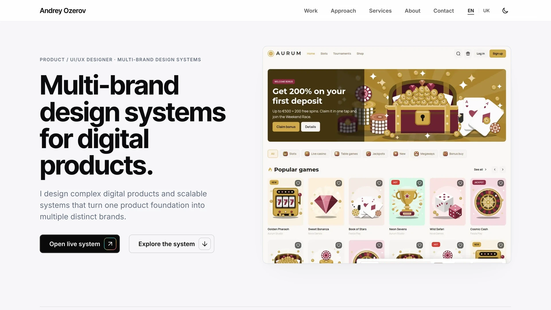 Home page of this site: the hero with the live demo
